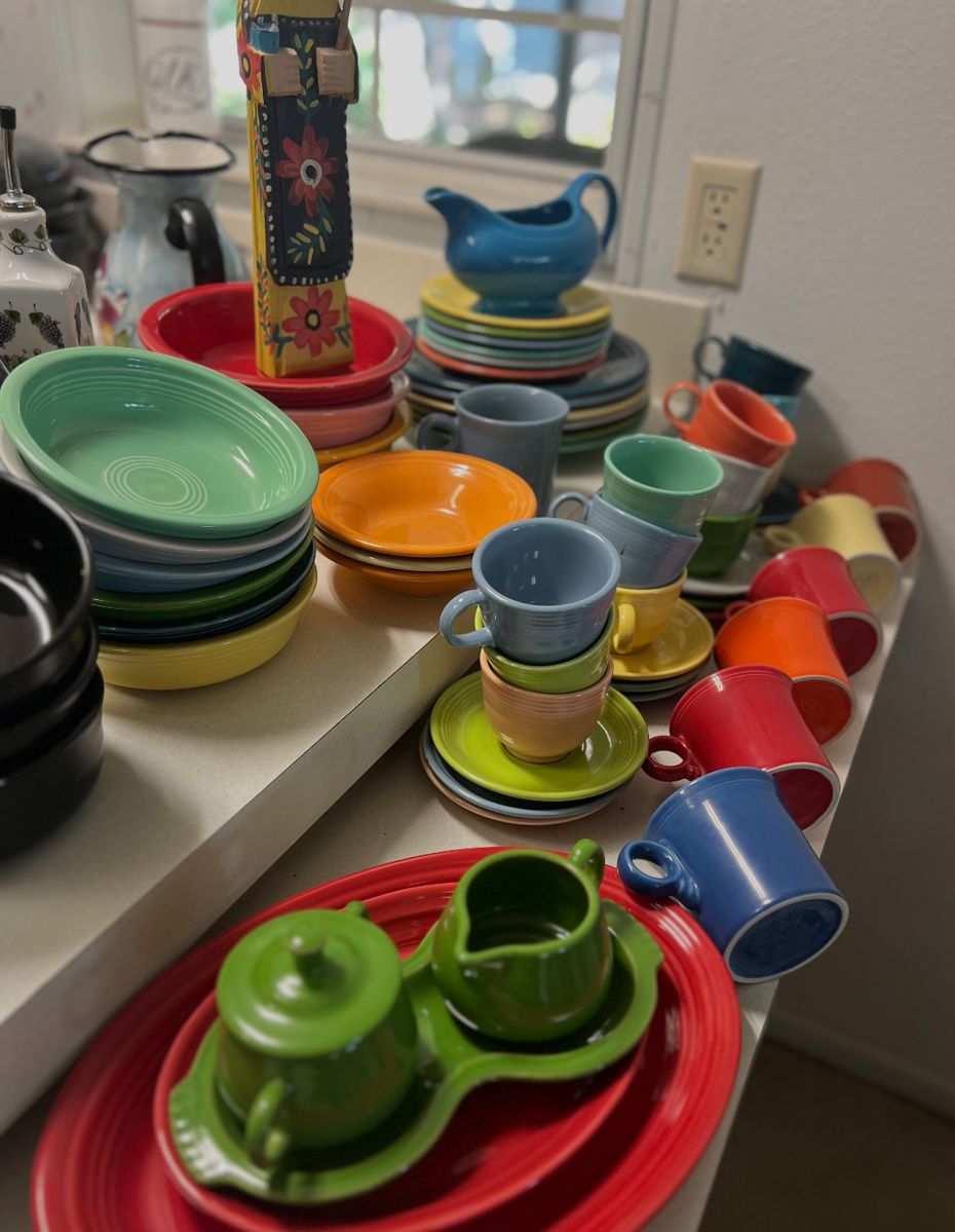 Assorted Fiestaware China by Homer Laughlin. Pieces will be sold individually. Combination vintage & new.