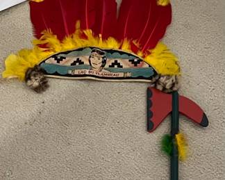 Vintage child’s Indian headdress & tommyhawk