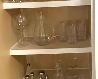 Assorted stemware , cruet sets, salt & pepper sets