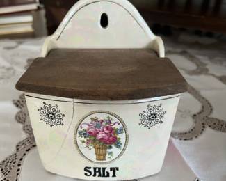 Vintage luster ware Salt Box..has small crack on front but would be great in a display