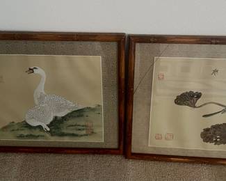 Framed art by Gallery Homes of Chicago..Two Geese and Bird in Nature