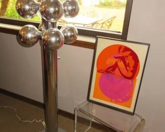 Vintage Mid Century Modern Robert Sonneman Style Chrome Mirrored Globe Floor Lamp