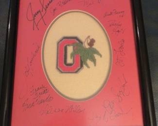 Vintage framed, autographed Ohio State Buckeyes Logo