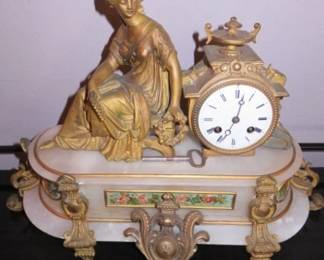 Antique French Victorian Style Figural Mantel Clock