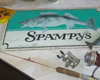 Vintage Spampy's Metal Fish Sign