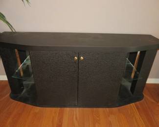 Black Bow-Front Aquarium Stand or TV Console Cabinet