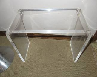 Vintage Modern Acrylic End Table/Stool with Waterfall Edge