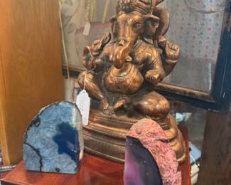 Agate book ends, Ganesha statue