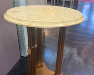 Vintage solid wood marble topped plant stand/side table