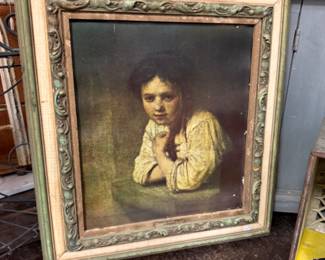 Framed Repro print of “A Young Girl at a Window” Rembrandt