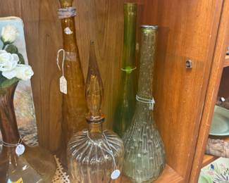 swung vases, decanter, frames