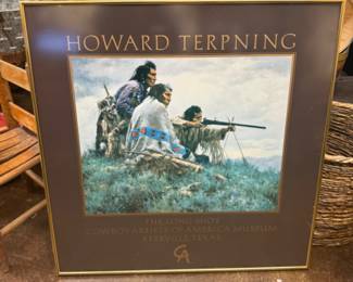 Framed Poster “The Long Shot” Cowboy artist of America Museum, Kerrville, TX artist Howard Terpning