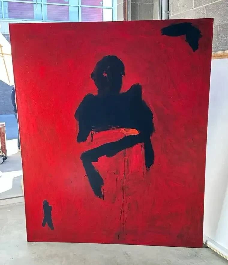 SR108VLarge Red And White Abstract Painting