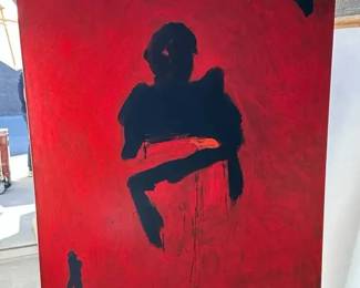 SR108VLarge Red And White Abstract Painting