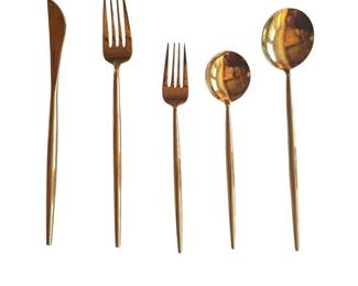 Modern Gold Stainless Steel Flatware Set