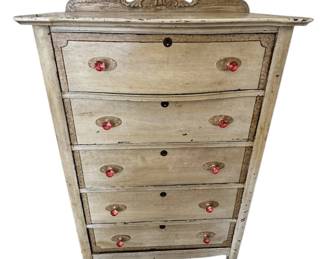 Beautifully Distressed Painted Antique Chest of Drawers