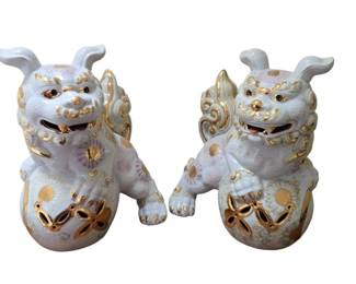 Pair of Foo Dog Porcelain Statues