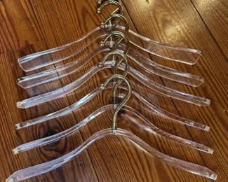 Set of 6 Vintage Italian Brass and Acrylic Hangers