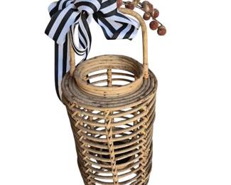 Cane Woven Lantern Candle Holder
