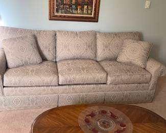 Ethan Allen contemporary sofa- great condition. Wood coffee table