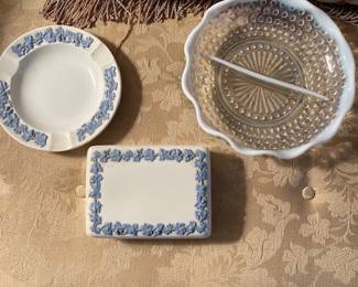 Wedgwood and opalescent glassware