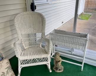 Wicker rocker and planter