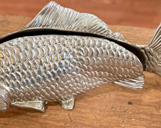 Metal Silver-Plated Fish Napkin or Letter Holder