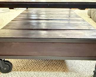 Restoration Hardware 2 Tier  Industrial Coffee Table on Wheels
