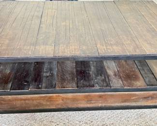 Restoration Hardware 2 Tier  Industrial Coffee Table on Wheels