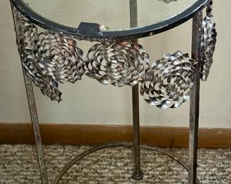 Round Metal Side Table with Glass Top