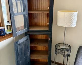 Shabby Chic Vintage Curio or Storage Cabinet 