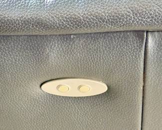 Beautiful Leather Sectional with Power Recliner and Chaise.  Shown withRestoration Hardware 2 Tier  Industrial Coffee Table on Wheels