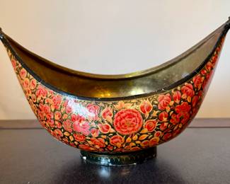 Cool Brass Hand Painted Bowl