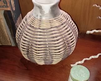 Basket woven over pottery 