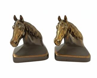 Pair of PM Co. Philadelphia Brass Horse Head Bookends fourth image