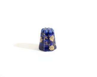 Rudner Handarbeit Germany Cobalt Blue Floral Porcelain Thimble third image