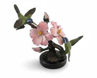 SPI Gallery Hummingbirds and Hibiscus Sculpture fourth image