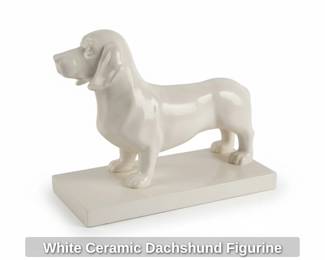 White Ceramic Dachshund Figurine second image