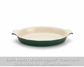 Emile Henry Modele Depose Green Oval Gratin Dish for WilliamsSonoma third image