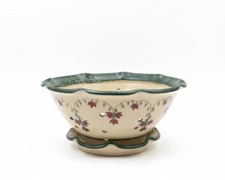 Magnolia Place Pottery Berry Bowl and Saucer Set by Phyllis Hunt fifth image