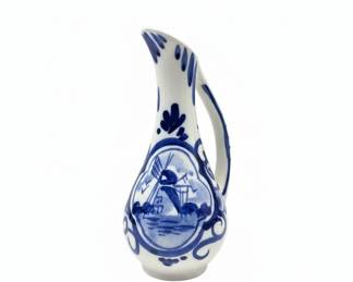 Miniature HandPainted Delft Blue Ceramic Pitcher fourth image