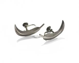 Sterling Silver Feather ScrewBack Earrings by Beaucraft fifth image