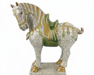 Chinese Ceramic Tang Dynasty Style Horse Figurine with Crackle Glaze fourth image