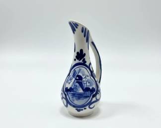 Miniature HandPainted Delft Blue Style Ceramic Pitcher third image