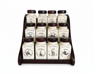 pices Culinaires Piece Ceramic Spice Jar Set with Wooden Rack second image