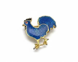 Enamel Rooster and Monogrammed Turtle Brooches second image