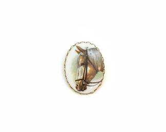 Vintage Porcelain Horse Portrait Brooch fourth image