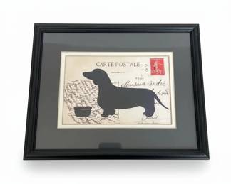Dachshund Silhouette Carte Postale Framed Print by Gizmos Art fourth image
