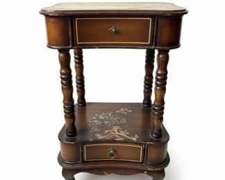 Vintage Chinoiserie Style TwoDrawer Side Table fifth image