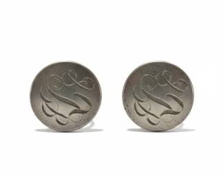 Vintage Sterling Silver Monogrammed ScrewBack Earrings fourth image